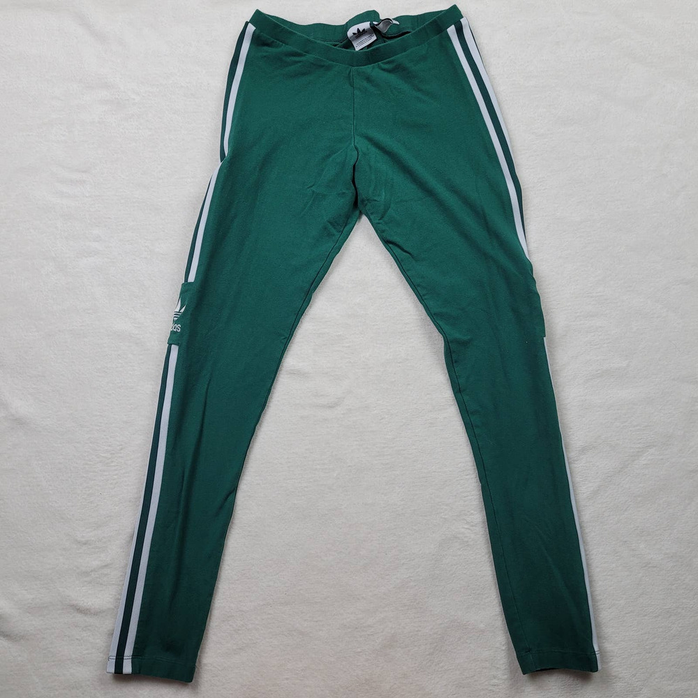 Adidas Leggings Pants Size Small Ivy Green Three Stripe Medium Rise